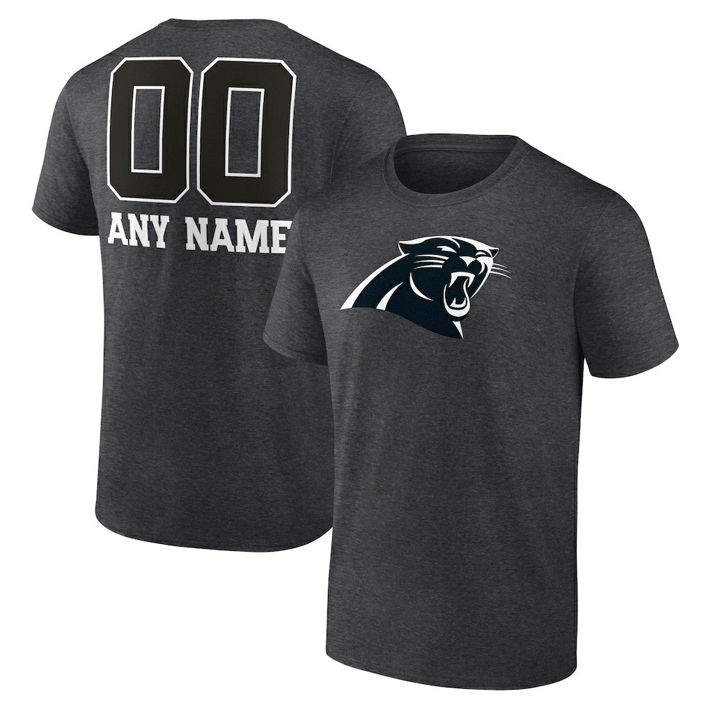 Carolina Panthers Personalized Name & Number Monochrome T-Shirt - Charcoal T-shirts
