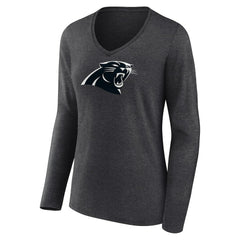 Carolina Panthers Women's Personalized Name & Number Monochrome V-neck T-Shirt - Charcoal T-shirts