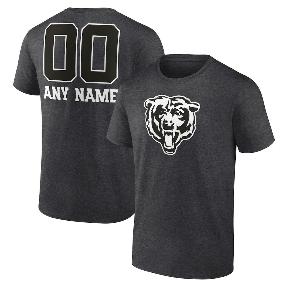 Chicago Bears Personalized Name & Number Monochrome T-Shirt - Charcoal T-shirts