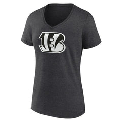 Cincinnati Bengals Women's Personalized Name & Number Monochrome V-Neck Long Sleeve T-Shirt - Charcoal T-shirts