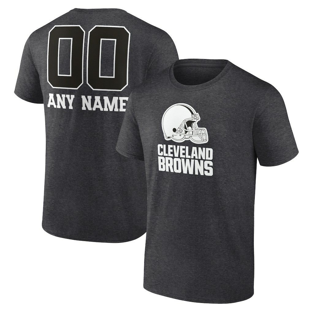 Cleveland Browns Personalized Name & Number Monochrome T-Shirt - Charcoal T-shirts