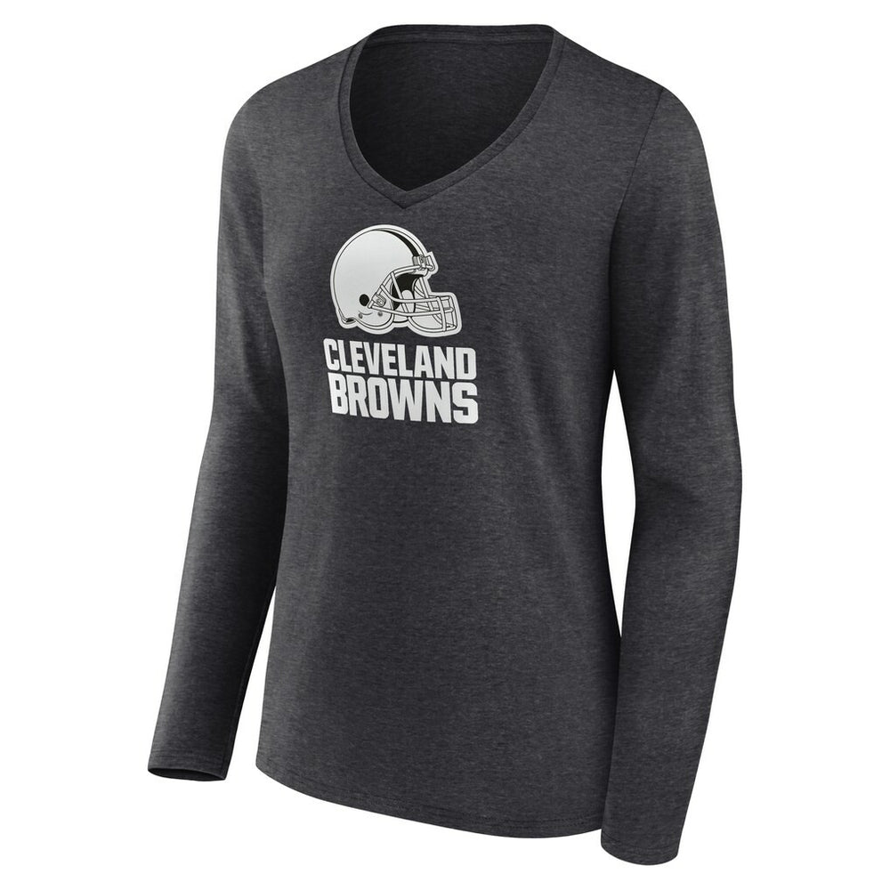 Cleveland Browns Women's Personalized Name & Number Monochrome V-neck T-Shirt - Charcoal T-shirts