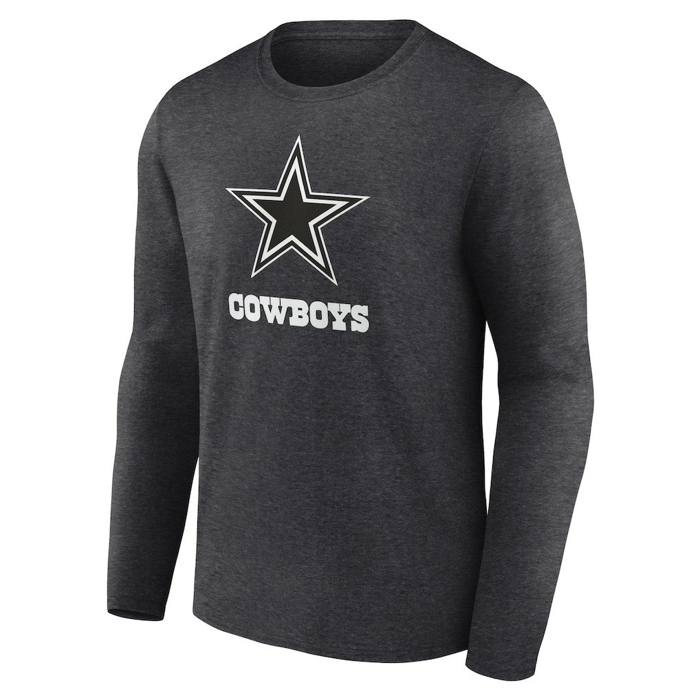 Dallas Cowboys Personalized Name & Number Monochrome Long Sleeve T-Shirt - Charcoal T-shirts