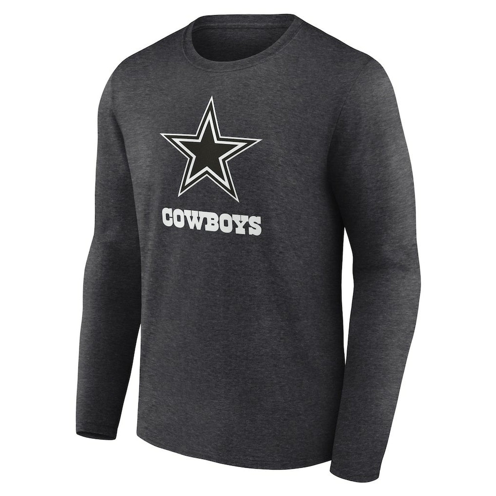 Dallas Cowboys Personalized Name & Number Monochrome Long Sleeve T-Shirt - Charcoal T-shirts