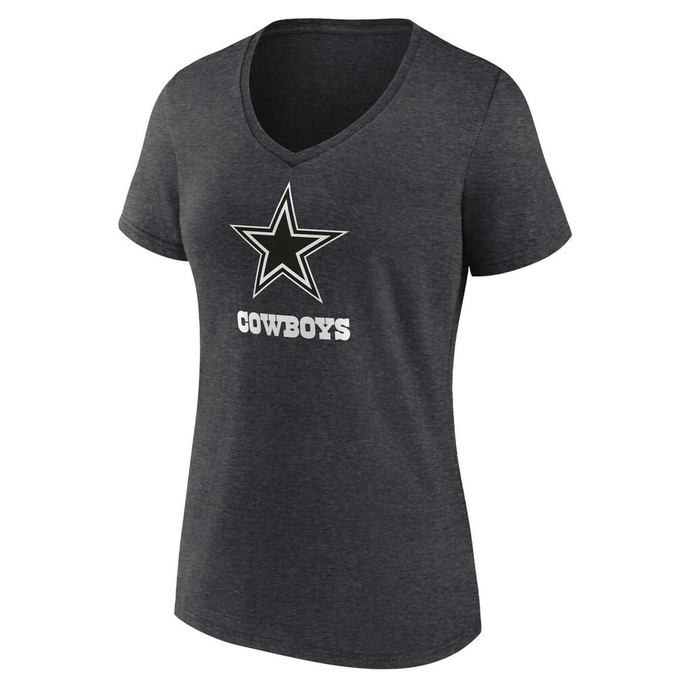 Dallas Cowboys Women's Personalized Name & Number Monochrome V-Neck Long Sleeve T-Shirt - Charcoal T-shirts