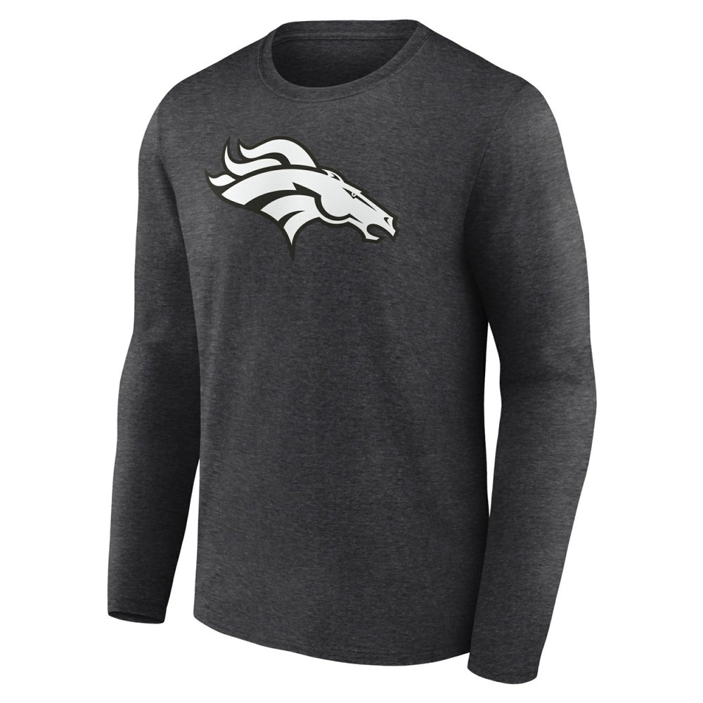 Denver Broncos Personalized Name & Number Monochrome Long Sleeve T-Shirt - Charcoal T-shirts