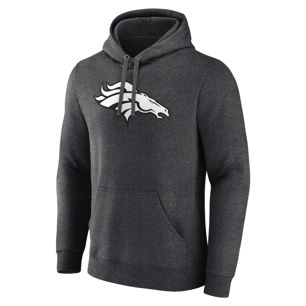 Denver Broncos Personalized Name & Number Monochrome Pullover Hoodie - Charcoal Hoodies