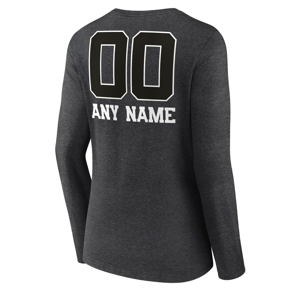 Denver Broncos Women's Personalized Name & Number Monochrome V-neck T-Shirt - Charcoal T-shirts