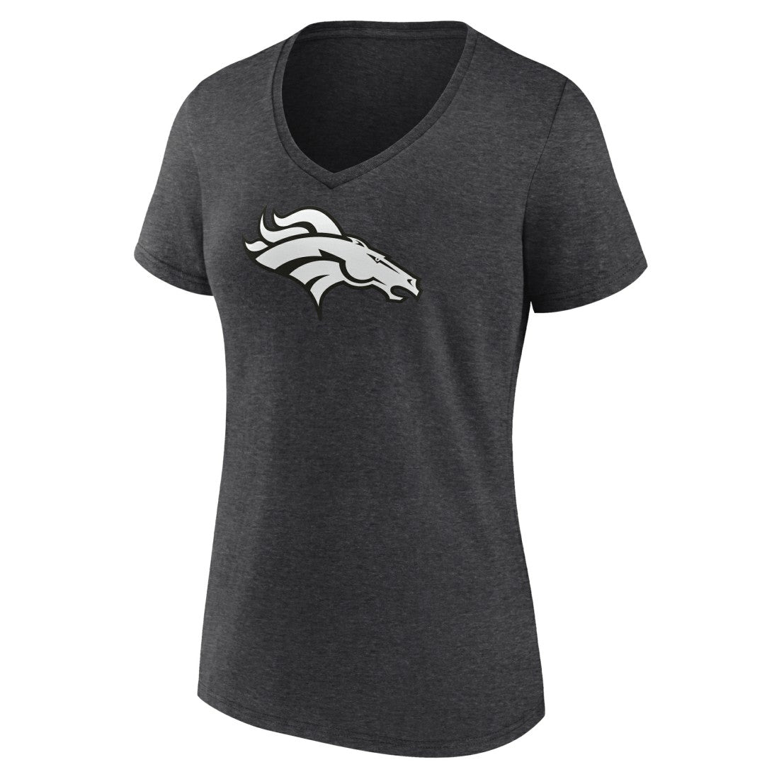 Denver Broncos Women's Personalized Name & Number Monochrome V-Neck Long Sleeve T-Shirt - Charcoal T-shirts
