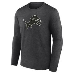 Detroit Lions Personalized Name & Number Monochrome Long Sleeve T-Shirt - Charcoal T-shirts