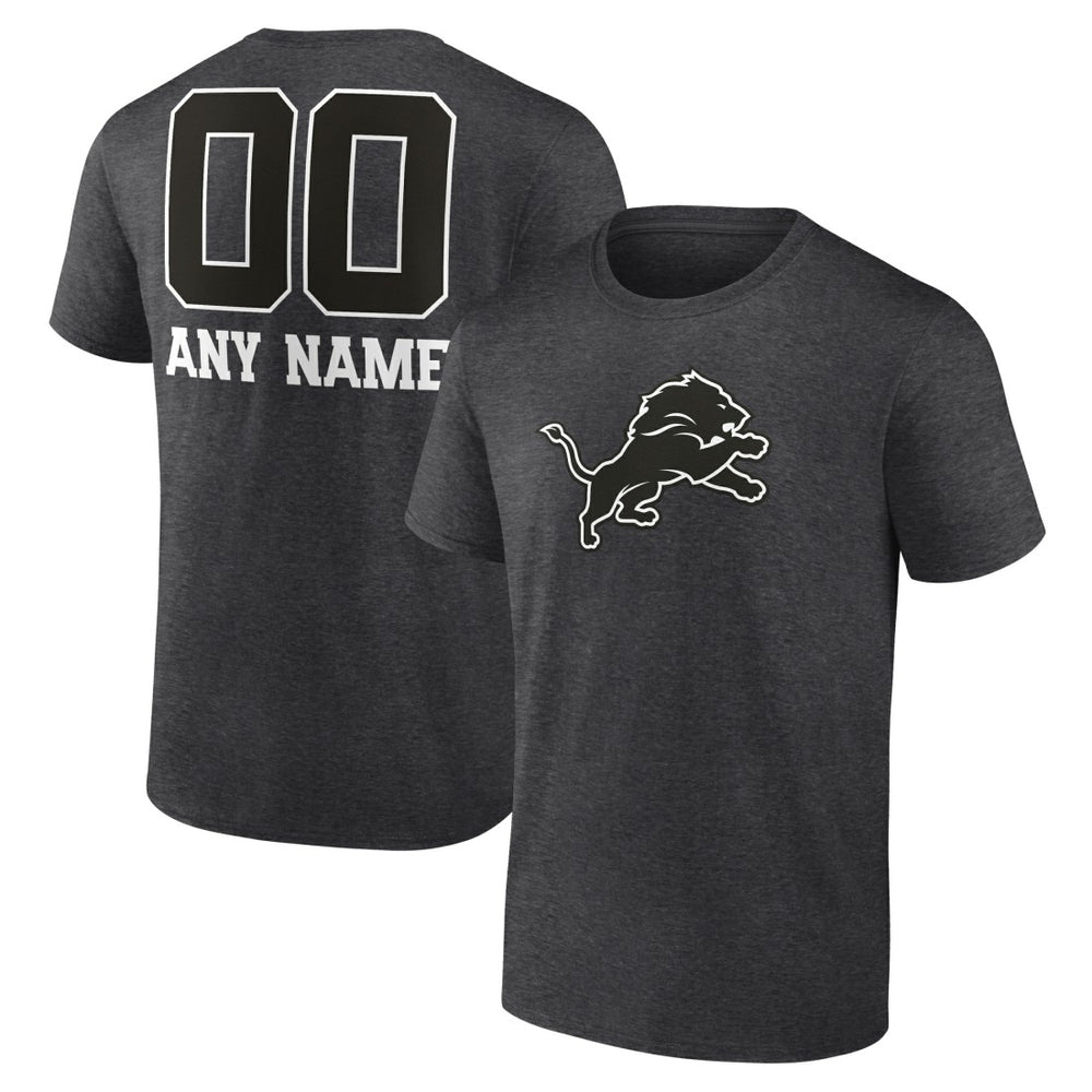 Detroit Lions Personalized Name & Number Monochrome T-Shirt - Charcoal T-shirts