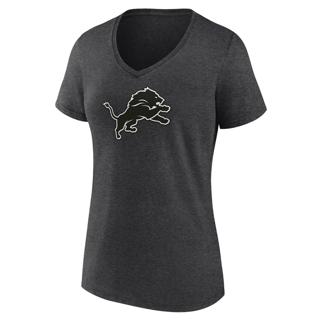 Detroit Lions Women's Personalized Name & Number Monochrome V-Neck Long Sleeve T-Shirt - Charcoal T-shirts