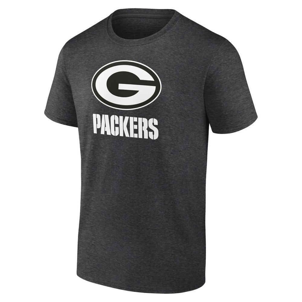 Green Bay Packers Personalized Name & Number Monochrome T-Shirt - Charcoal T-shirts