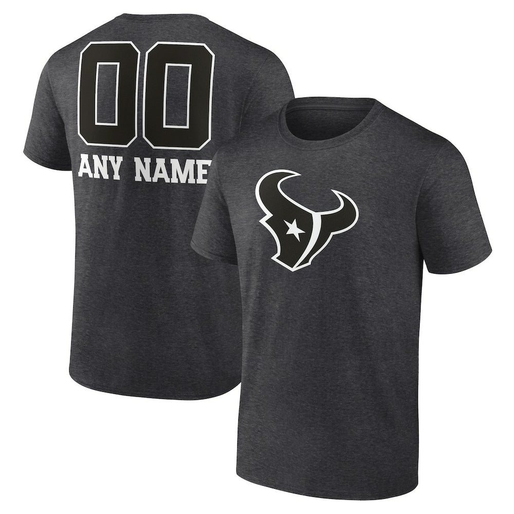 Houston Texans Personalized Name & Number Monochrome T-Shirt - Charcoal T-shirts