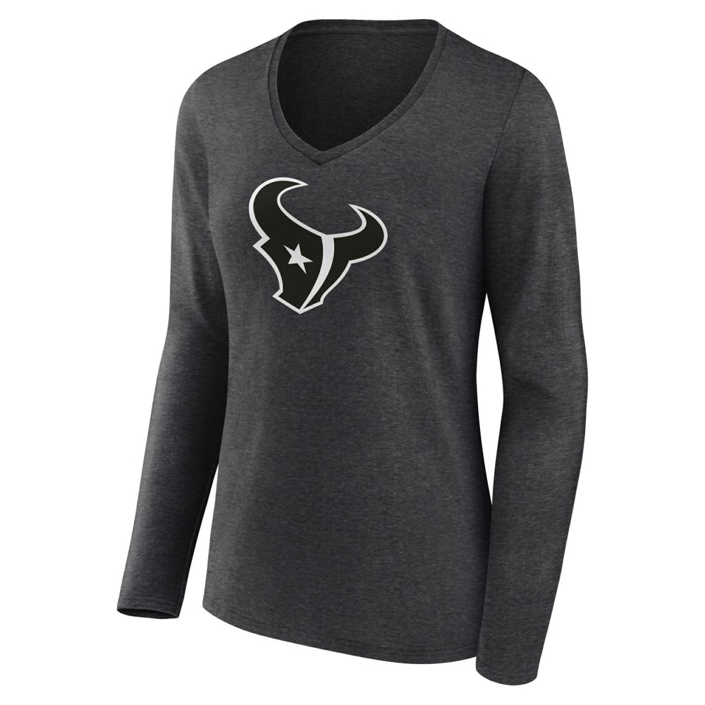 Houston Texans Women's Personalized Name & Number Monochrome V-neck T-Shirt - Charcoal T-shirts
