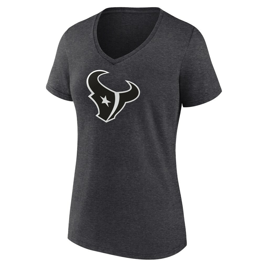 Houston Texans Women's Personalized Name & Number Monochrome V-Neck Long Sleeve T-Shirt - Charcoal T-shirts