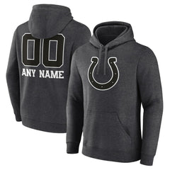 Indianapolis Colts Personalized Name & Number Monochrome Pullover Hoodie - Charcoal Hoodies