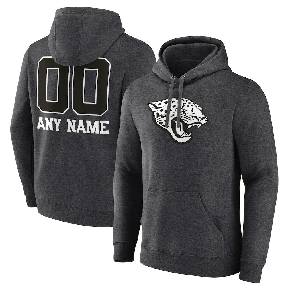 Jacksonville Jaguars Personalized Name & Number Monochrome Pullover Hoodie - Charcoal Hoodies