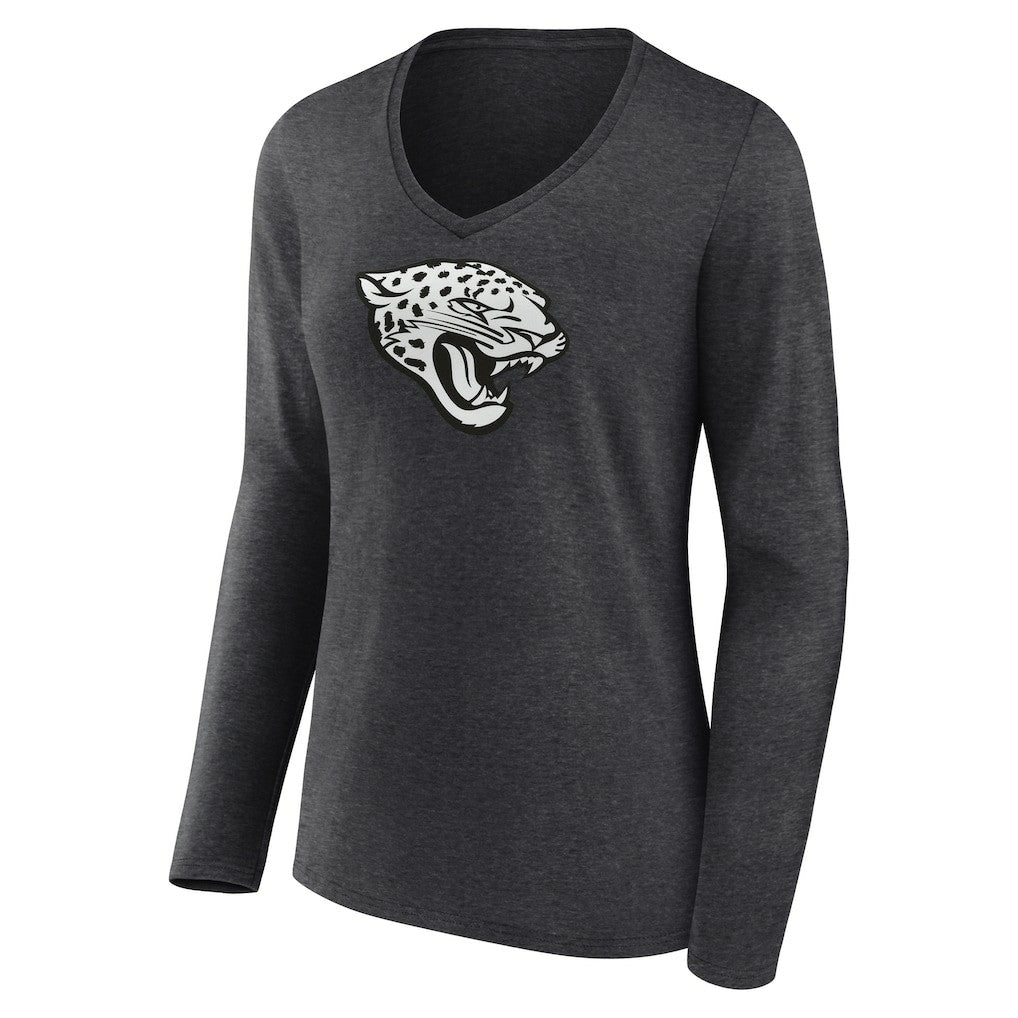 Jacksonville Jaguars Women's Personalized Name & Number Monochrome V-neck T-Shirt - Charcoal T-shirts
