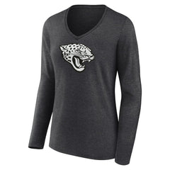 Jacksonville Jaguars Women's Personalized Name & Number Monochrome V-neck T-Shirt - Charcoal T-shirts