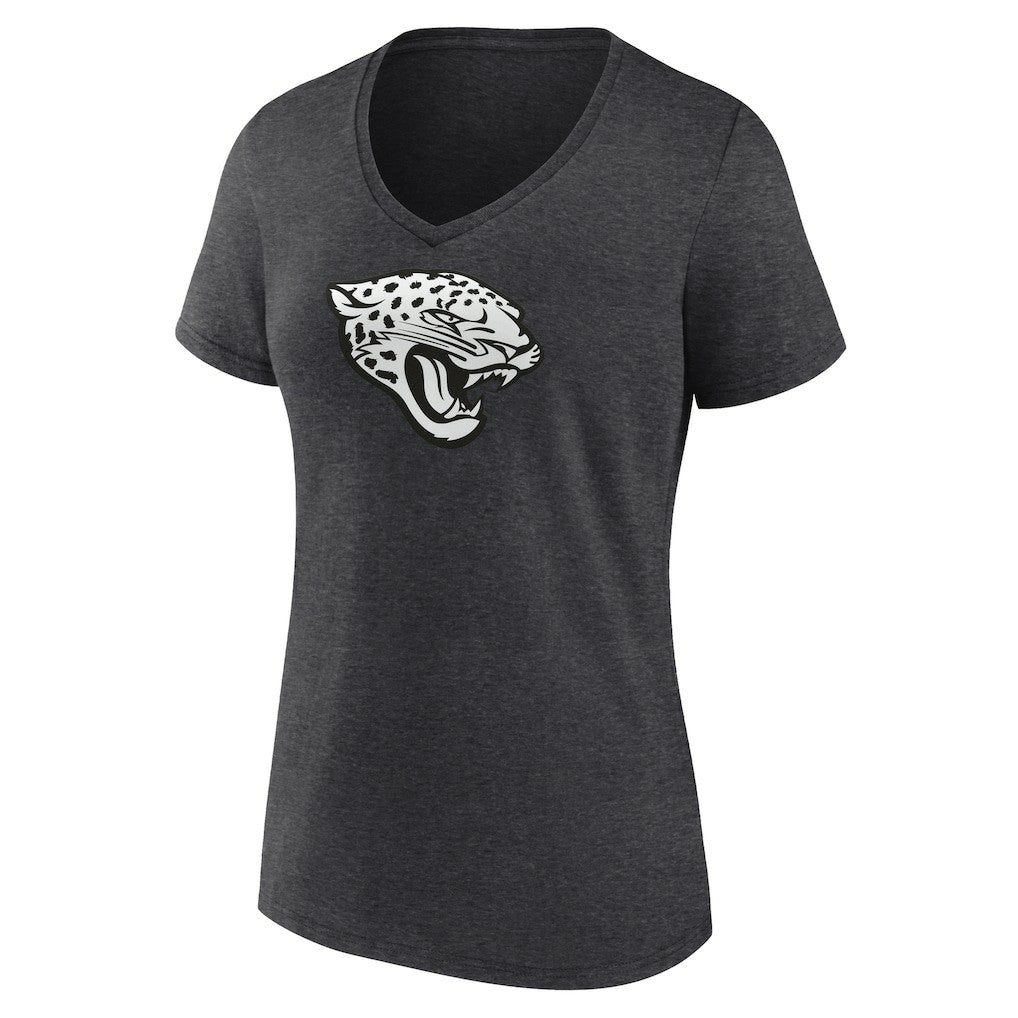 Jacksonville Jaguars Women's Personalized Name & Number Monochrome V-Neck Long Sleeve T-Shirt - Charcoal T-shirts