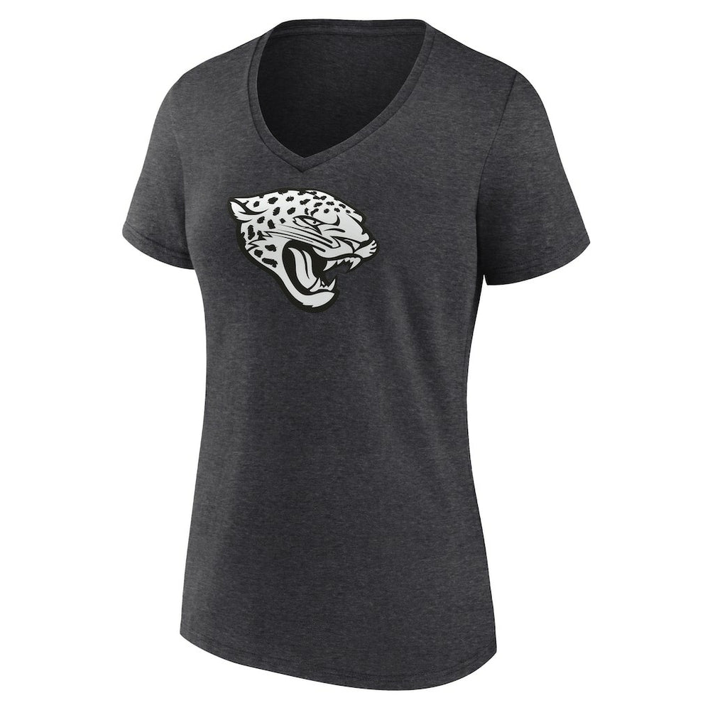 Jacksonville Jaguars Women's Personalized Name & Number Monochrome V-Neck Long Sleeve T-Shirt - Charcoal T-shirts