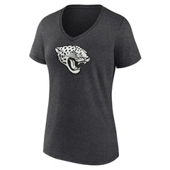 Jacksonville Jaguars Women's Personalized Name & Number Monochrome V-Neck Long Sleeve T-Shirt - Charcoal T-shirts
