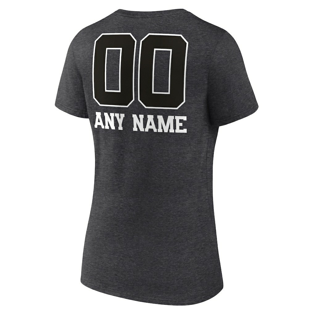 Jacksonville Jaguars Women's Personalized Name & Number Monochrome V-Neck Long Sleeve T-Shirt - Charcoal T-shirts