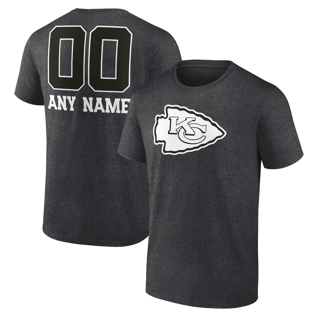 Kansas City Chiefs Personalized Name & Number Monochrome T-Shirt - Charcoal T-shirts