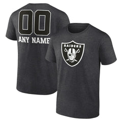Las Vegas Raiders Personalized Name & Number Monochrome T-Shirt - Charcoal T-shirts