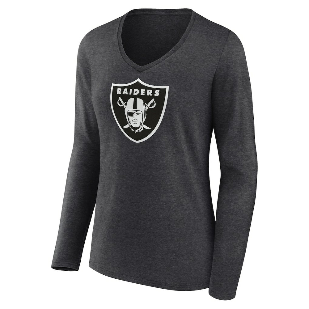 Las Vegas Raiders Women's Personalized Name & Number Monochrome V-neck T-Shirt - Charcoal T-shirts