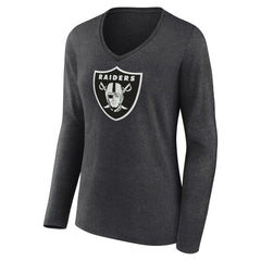Las Vegas Raiders Women's Personalized Name & Number Monochrome V-neck T-Shirt - Charcoal T-shirts