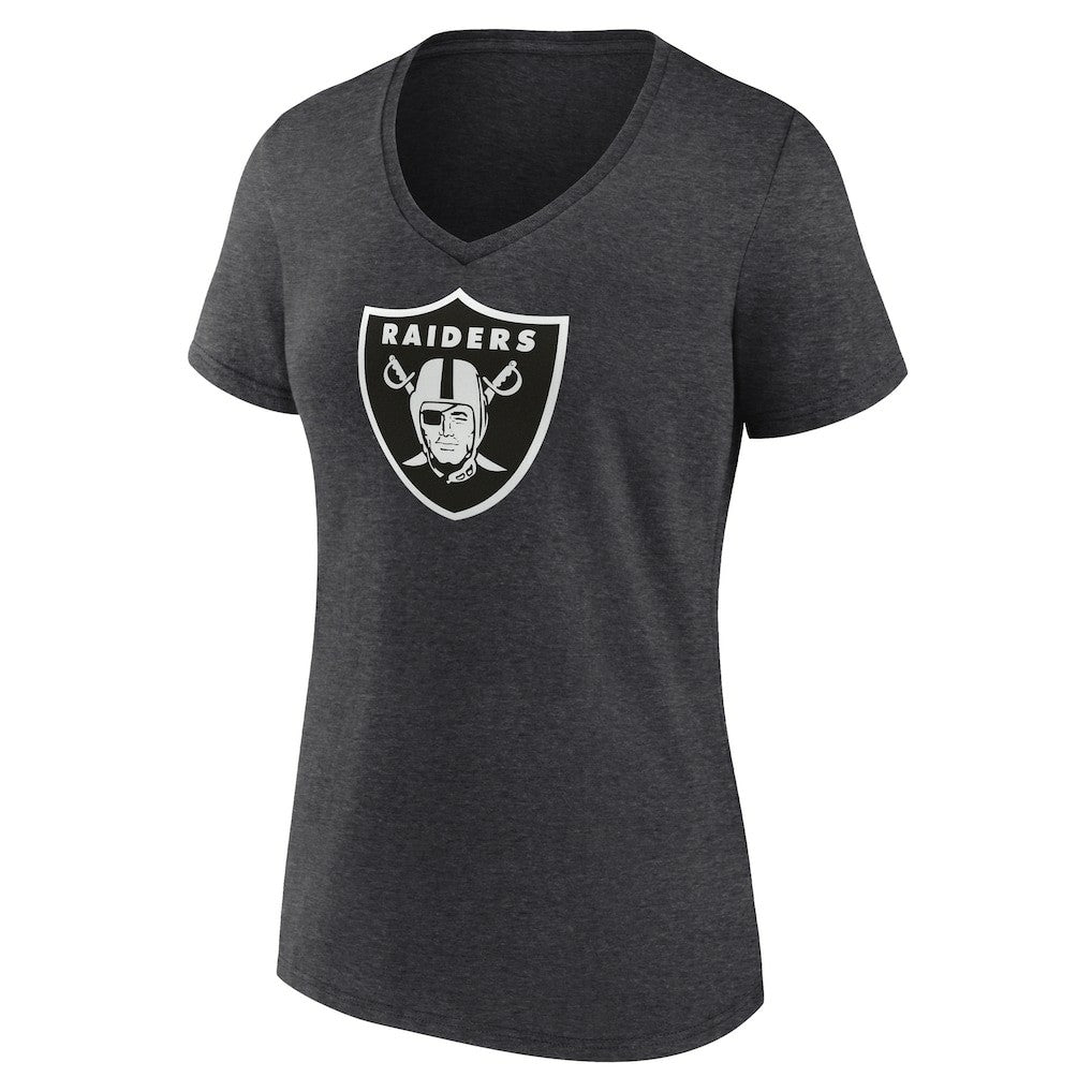 Las Vegas Raiders Women's Personalized Name & Number Monochrome V-Neck Long Sleeve T-Shirt - Charcoal T-shirts