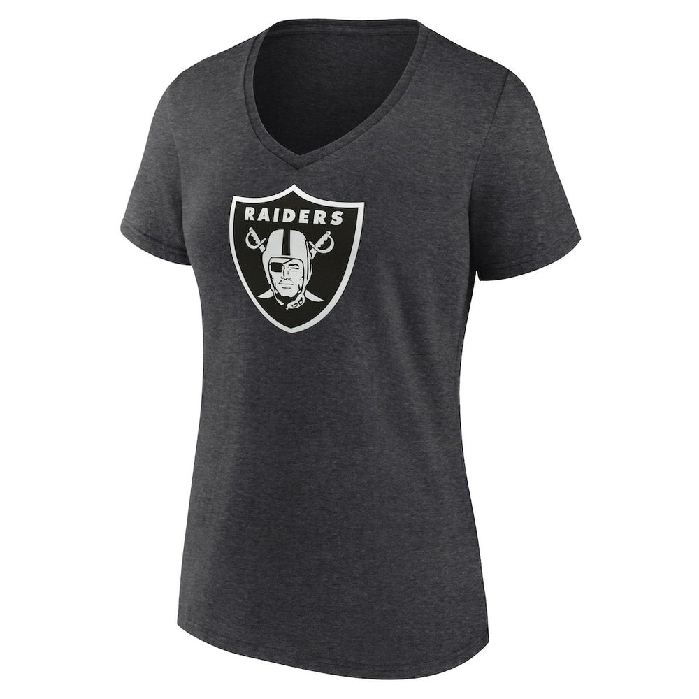 Las Vegas Raiders Women's Personalized Name & Number Monochrome V-Neck Long Sleeve T-Shirt - Charcoal T-shirts