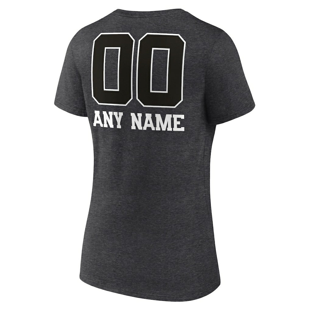 Las Vegas Raiders Women's Personalized Name & Number Monochrome V-Neck Long Sleeve T-Shirt - Charcoal T-shirts