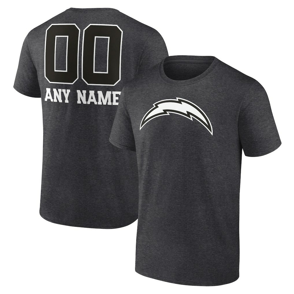 Los Angeles Chargers Personalized Name & Number Monochrome T-Shirt - Charcoal T-shirts