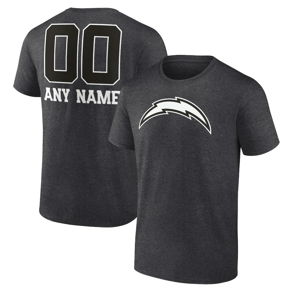 Los Angeles Chargers Personalized Name & Number Monochrome T-Shirt - Charcoal T-shirts
