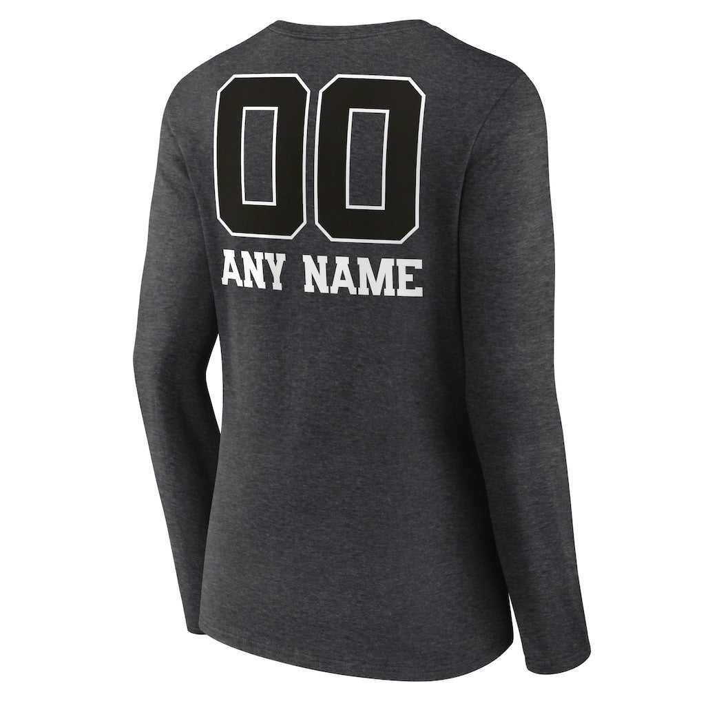 Los Angeles Chargers Women's Personalized Name & Number Monochrome V-neck T-Shirt - Charcoal T-shirts
