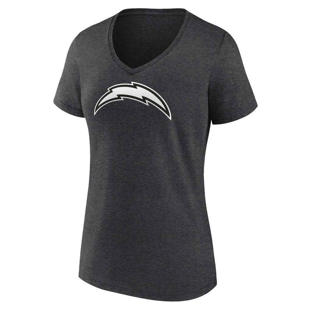 Los Angeles Chargers Women's Personalized Name & Number Monochrome V-Neck Long Sleeve T-Shirt - Charcoal T-shirts