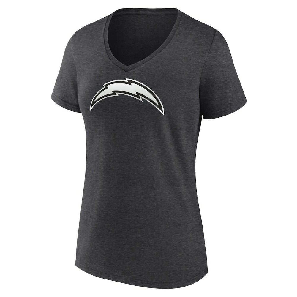 Los Angeles Chargers Women's Personalized Name & Number Monochrome V-Neck Long Sleeve T-Shirt - Charcoal T-shirts