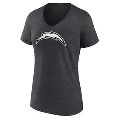 Los Angeles Chargers Women's Personalized Name & Number Monochrome V-Neck Long Sleeve T-Shirt - Charcoal T-shirts