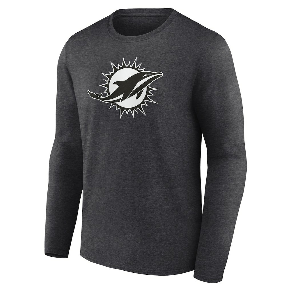 Miami Dolphins Personalized Name & Number Monochrome Long Sleeve T-Shirt - Charcoal T-shirts