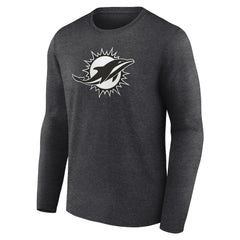 Miami Dolphins Personalized Name & Number Monochrome Long Sleeve T-Shirt - Charcoal T-shirts