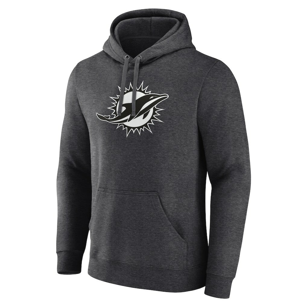Miami Dolphins Personalized Name & Number Monochrome Pullover Hoodie - Charcoal Hoodies