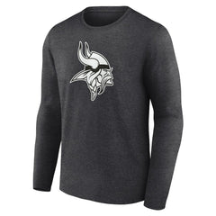 Minnesota Vikings Personalized Name & Number Monochrome Long Sleeve T-Shirt - Charcoal T-shirts