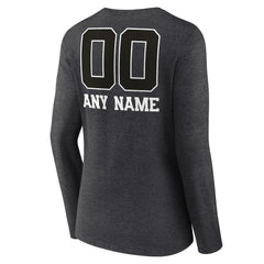 Minnesota Vikings Women's Personalized Name & Number Monochrome V-neck T-Shirt - Charcoal T-shirts
