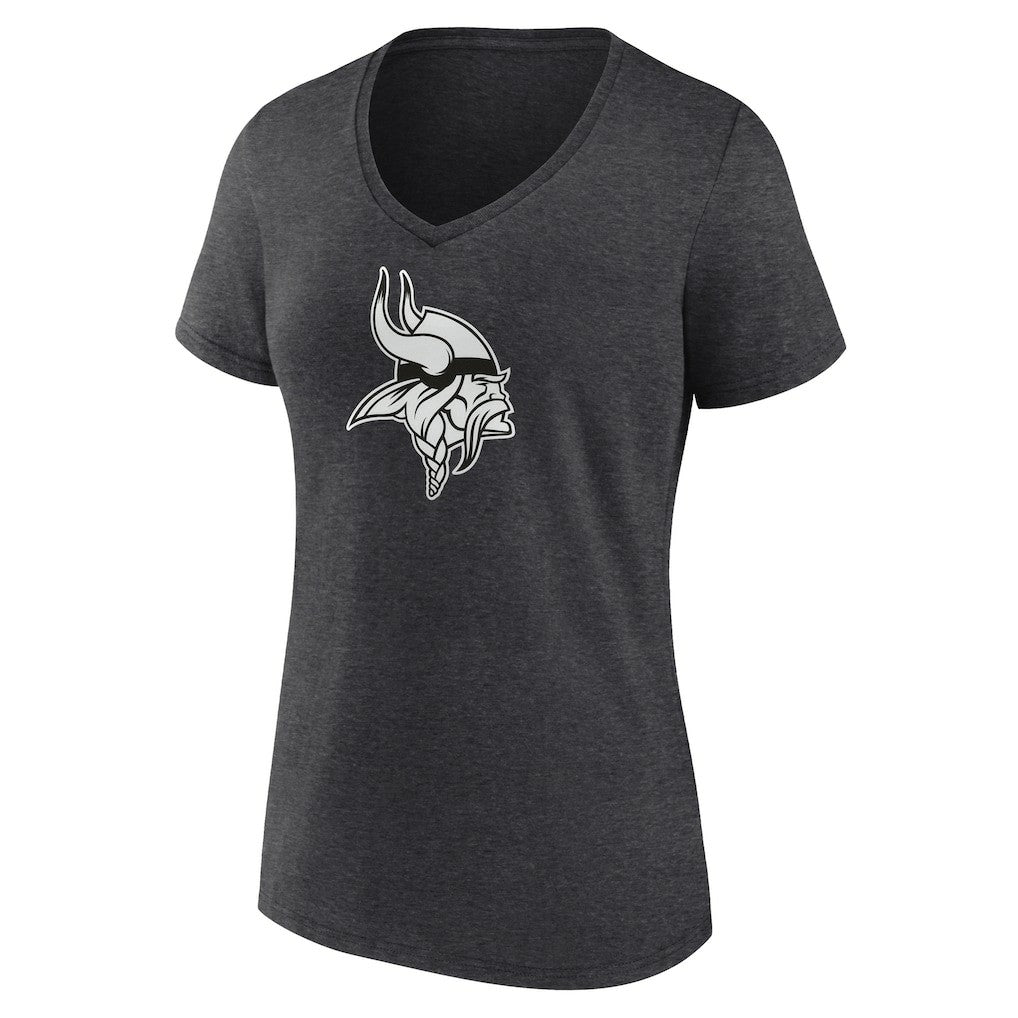 Minnesota Vikings Women's Personalized Name & Number Monochrome V-Neck Long Sleeve T-Shirt - Charcoal T-shirts