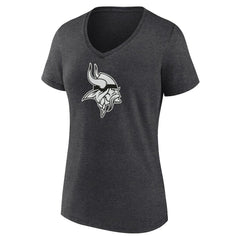 Minnesota Vikings Women's Personalized Name & Number Monochrome V-Neck Long Sleeve T-Shirt - Charcoal T-shirts