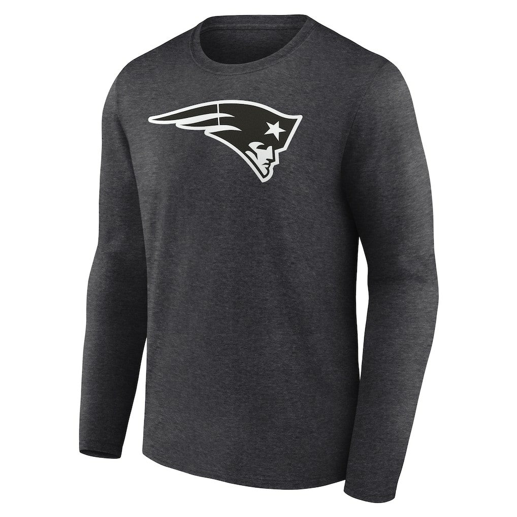 New England Patriots Personalized Name & Number Monochrome Long Sleeve T-Shirt - Charcoal T-shirts