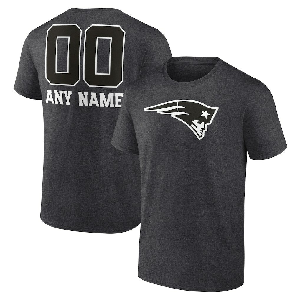 New England Patriots Personalized Name & Number Monochrome T-Shirt - Charcoal T-shirts